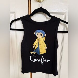 LAIKA Coraline Black Graphic Crop Tank Top XS